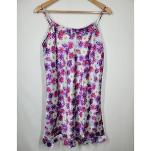 Vintage Y2K Secret Treasures Floral Satin Mini Slip Dress Large